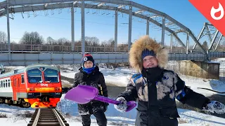 Интересные жд мосты и поезда зимой/ Зимняя прогулка и электрички