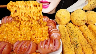 ASMR CHEESY CARBO FIRE NOODLE, MOZZARELLA CHEESE STICKS 까르보불닭 뿌링클 치즈스틱 치즈볼 먹방 EATING SOUNDS MUKBANG