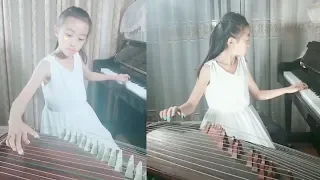 Incredible Chinese girl plays piano and Guzheng simultaneously!