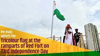 PM Modi unfurls the Tricolour flag at the ramparts of Red Fort on 73rd Independence Day