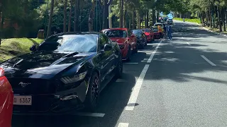 Hellcat whine and Coyote engine sounds! Camaro Challenger Mustang Club (CCM) tagaytay breakfast  run