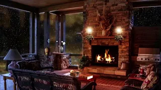 Cozy Cabin Ambience Rain and Fireplace Sounds at Night for Sleeping, Reading, Relaxation