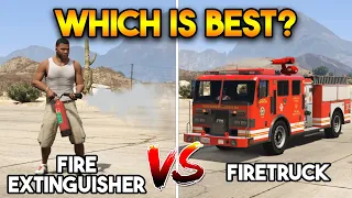 GTA 5 ONLINE : FIRE EXTINGUISHER VS FIRETRUCK (WHICH IS BEST?)