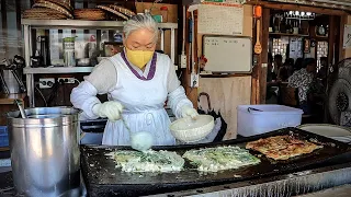 하루에 전만 700장?! 손목 성할 날 없이 일평생 파전 부친 달인 할머니 Jeon / Korean street food