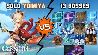 Solo C0 Yoimiya vs 13 Bosses Without Food Buff | Genshin Impact