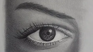 How I Draw Realistic Eye Using Grid Lines | For Beginners | Time-lapse