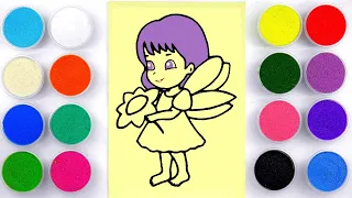 Sand painting coloring cute fairy princess girl