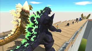 SUPER GODZILLA VS SPACE GODZILLA VS GHIDORAH LAVA DEATH RUN  - Animal Revolt Battle Simulator