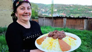 Spring in the village! UNUSUAL RECIPE WITH WALNUT! Rice and meat recipe from Azerbaijani cuisine!