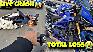 Live crash😱 | bike total loss😭 #viral #crash #foryou #r15