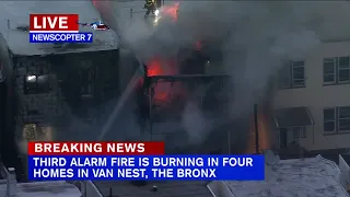 Fire burns through three homes in the Bronx