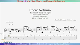 Choro Noturno - Dilermando Reis (1916 - 1977) for Classical Guitar with TABs