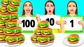 100 Capas de Alimentos Desafío | Batalla de Comida por DaRaDa Challenge