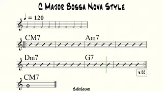 C Major I-VI-II-V (1-6-2-5) Backing Track Bossa Nova Style (BPM 120)