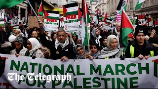 Thousands of pro-Palestine protesters march on Whitehall