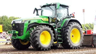 John Deere 8R 370, Deutz 9340 TTV Warrior & Case IH Optum 300 in front of the sled | Tractor Pulling