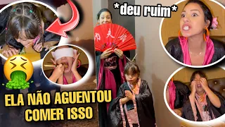 FIZ ELA COMER COMIDAS JAPONESAS QUE NUNCA COMEU!!! 😱 *COLOCOU TUDO PRA FORA*