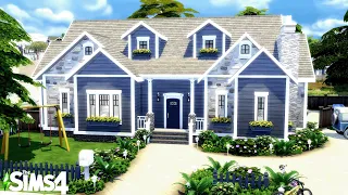 One story Blue Suburban Home // no cc // Sims 4 Speedbuild