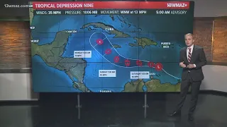 Friday 9/23 5 a.m. Tropical Update: T.D. Nine forms in the Caribbean Sea, moving towards Gulf