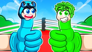 I Spent $100,000,000 in Roblox THUMB WAR SIMULATOR With Crazy Fan Girl!