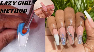 GLITTER OMBRE & FRENCH POLYGEL NAILS | Lazy Girl Method | Nail Tutorial