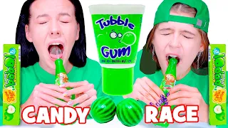 ASMR Candy Race Only One Color Food Green Candy Mukbang