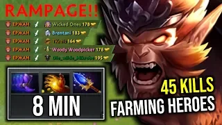 FARMING HEROES..!! Free Scepter Monkey King 3x Rampage 45 Kills by Goodwin 7.21d | Dota 2