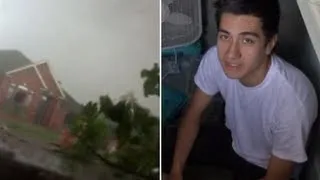 Oklahoma teenagers film tornado from inside a storm shelter