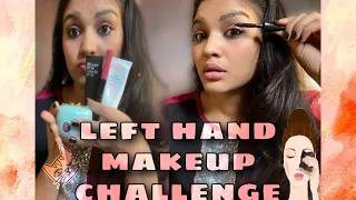 NATURAL MAKEUP LOOK|LEFT HAND MAKEUP CHALLENGE|USING 5 PRODUCTS