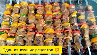 Шашлык🔥из говяжьей печёнки с курдюком. Шашлык и рецепт доступный каждому💯✔️#шашлык #печень  #курдюк