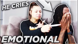 Pregnant PRANK on Boyfriend HE CRIES!!! (EMOTIONAL)