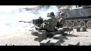 ZU 23-2 AA gun, slow motion from left side