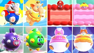 Super Mario Bros Wonder - All Characters Power-Ups & Transformations {Comparison}