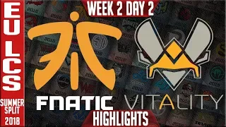 FNC vs VIT Highlights | EU LCS Summer 2018 Week 2 Day 2 | Fnatic vs Vitality Highlights