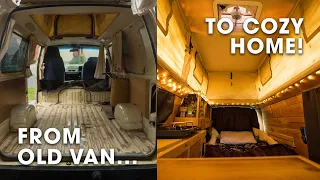 How I Converted an Old Toyota Van into a Cozy Tiny Home!