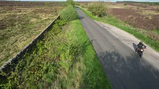 KTM Duke 790 chase & drone views - Over Peak District hills