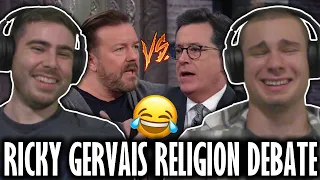 Ricky Gervais And Stephen Colbert Go Head-To-Head On Religion REACTION!! 😳😂