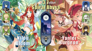 3.7 Spiral Abyss | Nilou Bloom & Yanfei Burgeon | Floor 12 9 Stars | Genshin Impact