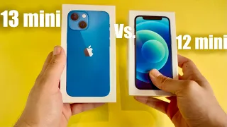 BLUE iPhone 13 mini unboxing and comparison with 12 mini