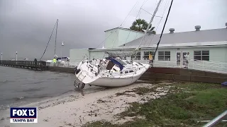 Tropical Storm Eta floods Gulfport, washes sailboats ashore