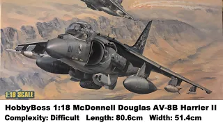 Large Scale! HobbyBoss 1:18 McDonnell Douglas AV-8B Harrier II Kit Review