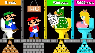 Toilet Prank: Mario, Luigi, Bowser and Peach Challenge Poor To Rich Toilet | Game Animation