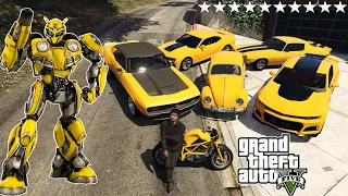 GTA 5 - Stealing Transformers Bumblebee Cars with Franklin! | (GTA V Real Life Cars #19)