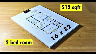 16 x 32 small house plan II 2 bhk house plan II 16 x 32 ghar ka naksha