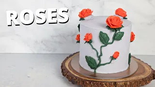 How to make a 3D Buttercream Rose cake  [ Cake Decorating For Beginners ]