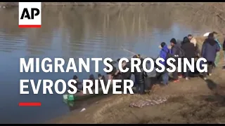 Migrants crossing Evros River at Turkey-Greece border
