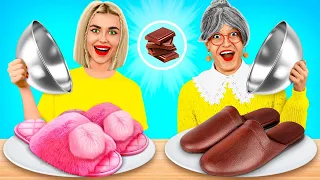 Real Food vs Chocolate Food Challenge | Funny Moments with Chocolate Sweets by X-Challenge