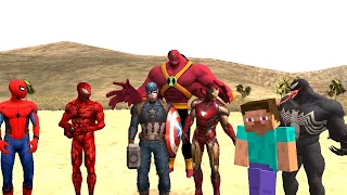 MİNECRAFT KARAKTERİ STEVE KAPTAN AMERİKA - ÖRÜMCEK ADAM BEN 10 DEMİR ADAM  VS  VENOM CARNAGE