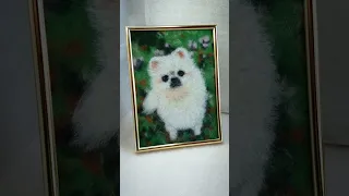 POMERANIAN DOG picture handmade - Painted With Wool