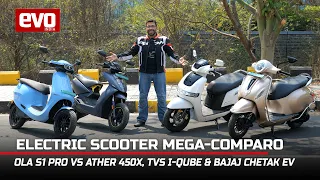 Ola S1 Pro vs Ather 450X vs TVS iQube vs Bajaj Chetak electric scooter comparison 2022 | evo India